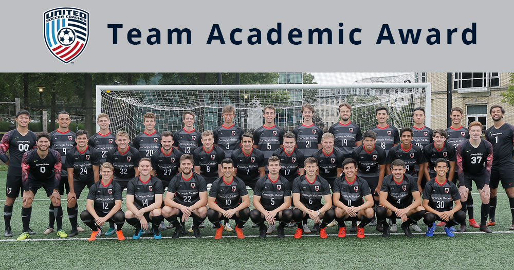 United Soccer Coaches Team Academic Award with photo of men's soccer team