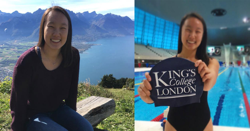 Hera in Switzerland during her study abroad in London. She also joined the swim team at King's College in London.