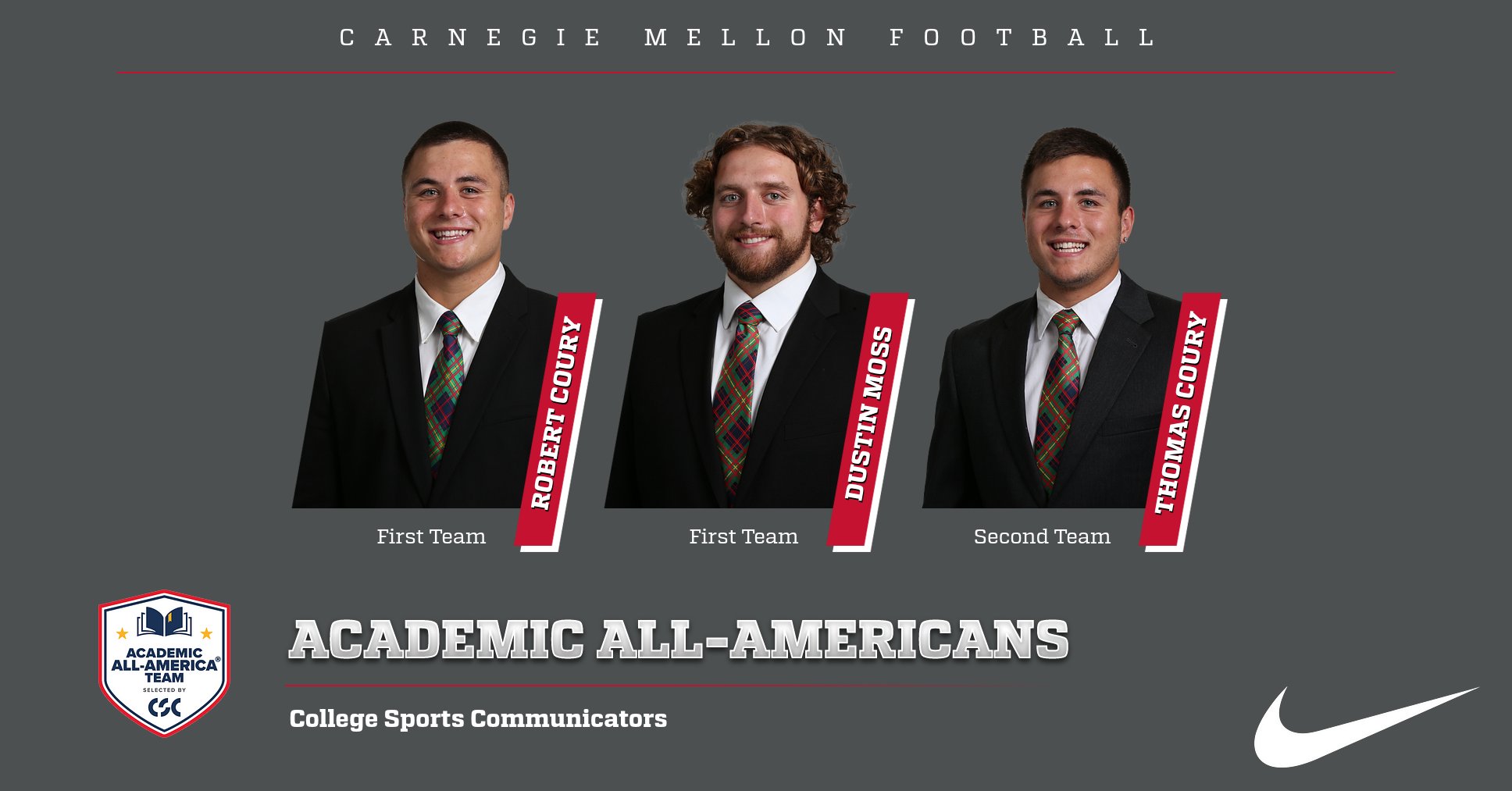 Three Football Players Repeat as Academic All-America