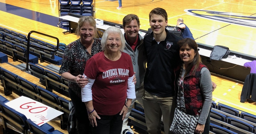 Trent with family in the stands at Emory
