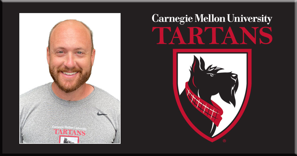 portrait of a man with facial hair in a gray-colored shirt with Carnegie Mellon University Tartans logo to the right