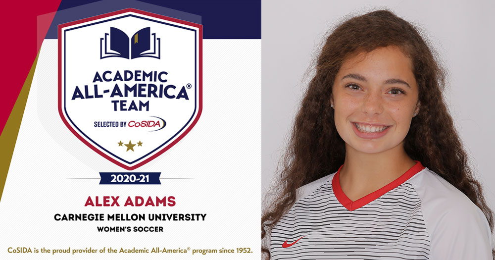 Academic All-America Team 2020-21 Alex Adams Carnegie Mellon University Women's Soccer
with portrait of Alex Adams