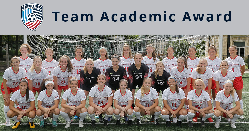 United Soccer Coaches Team Academic Award with photo of women's soccer team