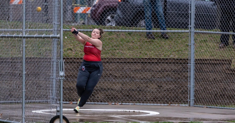 women's track athlete about to throw the hammer