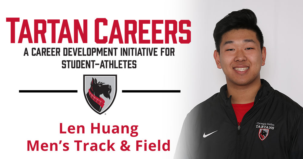 Tartan Careers - A career development initiative for student-athletes. Len Huang, men's track and field - photo of Len Huang